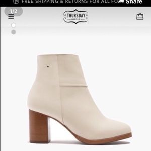 Size 6 genuine white leather Thursday booties